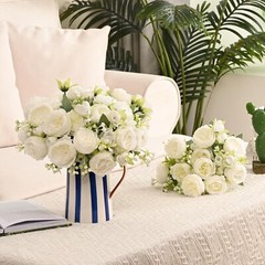 12 Packs Peonies Artificial Flowers, White Artificial Peonies, Silk Peonies F…