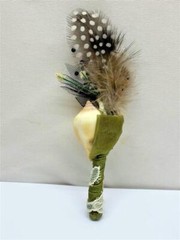 Lot of 3 Beach Wedding Handmade Seashell Feather Groom Shell Boutonniere