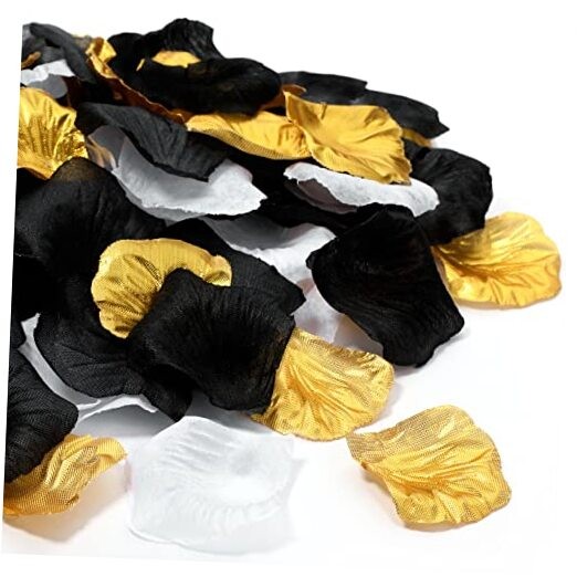 1600 Pcs Bulk Artificial Rose Flower Petals for Wedding Gold, White, Black