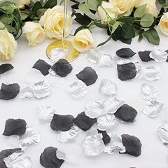 2NDTONONE 900PCS Silver Black White Artificial Flowers Silk Rose Petals Flower