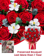 Flower Bouquet 12-Piece Red Preserved Roses Bouquet with Led Lights Gift for Wom