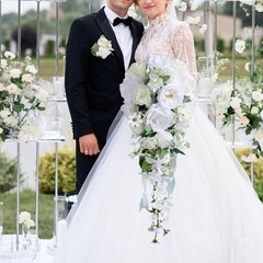 Wedding Bouquet for Bride Cascading Bridal Bouquet 27 inch Waterfall Shape