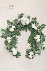 Ling’s Moment Artificial Eucalyptus Garland with Flowers 6FT, Wedding Table G…
