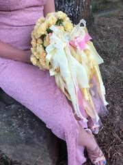Sensational Pink and Yellow Wedding Bouqet set