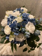 Bride’s bouquet and matching boutonniere Dusty Blue! Free shipping!!!