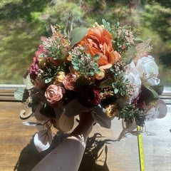 Bridal Wedding Large Bouquet Budget Friendly Faux Flowers White Pink Purple