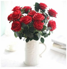 10 Heads Silk Rose Artificial Flowers Fake Bouquet Wedding Home Party Decor New