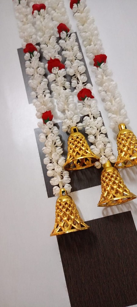 Artificial jasmine Hand made flower with bell gardland set of 4