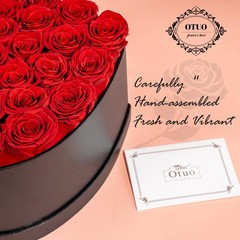 27 Preserved Roses in Heart-Shaped Box, Flowers for 27 Roses, Red