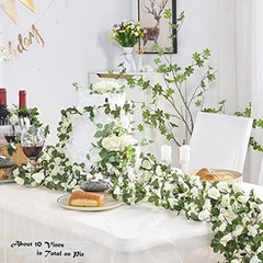 8 Pcs x 8.2 ft Flower Garland Artificial Rose 8 Vines 66FT Spring-white-8pcs