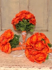 Vibrant Orange Wedding Bouquet Set