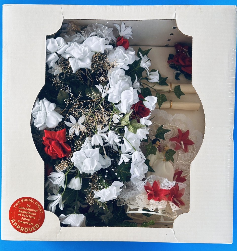Wedding Bouquet and Boutenniere Bridal And Cake Topper VTG 1989 Sealed Pre Owned