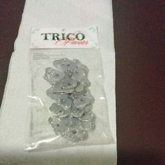 Silver Organza Flower 2″ -3 PCS Craft