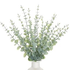 18pcs Eucalyptus Stems Greenery Stems Fake Leaves Artificial 18pcs-frost Green