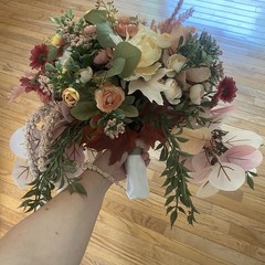 Bridal Wedding Large Bouquet Budget Friendly Faux Flowers White Pink Purple