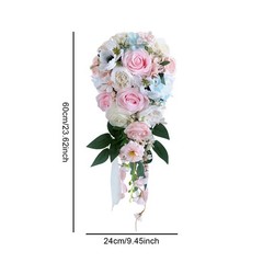 Wedding Bouquet for Bride Silk Flowers Silk Roses Home Decor Waterfall Shape