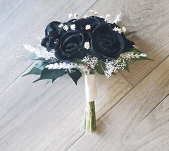 Black Rose Bridal Bouquet Sola Wood Flowers for Halloween Wedding & Bridesmaid