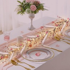 DR.DUDU Valentines Garland, 6 FT Lighted Garlands for Mantle with Red Pink