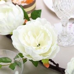 CREAM 6 ft long Silk Peony Flowers Garland with Leaves Bendable Wire Vines Sale