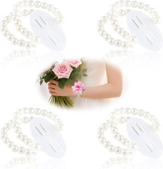 Corsage Wristlet Band Elastic Pearl Wrist Corsage Bracelets Bands for Women, Str
