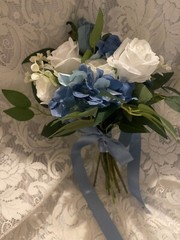 WEDDING BOUQUET SET 18pc set FREE SHIPPING! DUSTY BLUE! Custom Colors Too