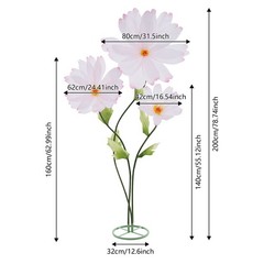 Giant Paper Daisy Free-standing Crepe Paper 3-head Flower Set For Window Decor