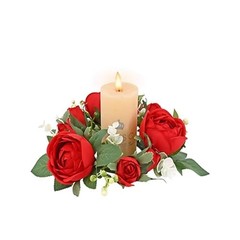 Valentines Red Roses Candle Rings Wreaths Artificial Flowers Wedding