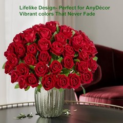 19.6″ Artificial Flowers Roses Touch Fake Rose Bouquet Flower Stem 50 Red 50pcs