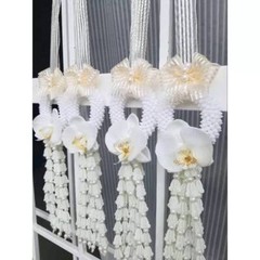Pair Garland Hanging Artificial Orchid Wedding Ceremony Groom Bride Decor White