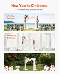 Uimoso Artificial Wedding Arch Flowers Kit with Drapes Kit Deluxe White and Pink