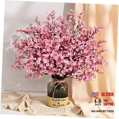 6Pcs Fake Flowers Baby’s Breath Silk, Real Touch Artificial Flowers 6pcs Pink