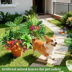 Artificial Plants Outdoor,18PCS UV Resistant Fake Greenery&Flowers with Stems…