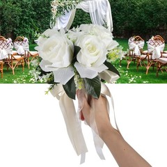 Horoper Wedding Bouquets for Bride, White Champagne Artificial Roses Flowers …