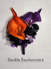 Purple Orange Black Rose Calla Lily Sola Wood Bridal Wedding Bouquet Accessories
