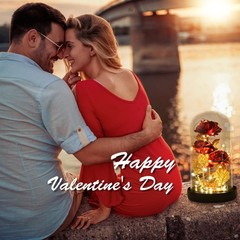Beauty and The Beast Rose,Preserved Flowers Bouquets Gifts,Light Up Red Rose