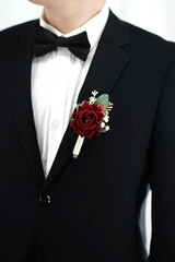 1 pc Ivory Rose Men Boutonniere for Wedding Groom Groomsmen Artificial Flowers B