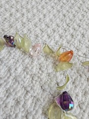 Beaded wire garland with Translucent leaves And Gems Jewels 66″ Long