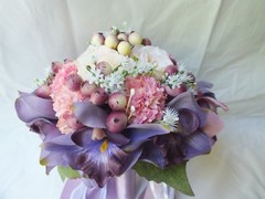 Wedding Bouquets 4pc package Bridal Bouquet SILK flowers Purple Orchid Hand Made