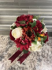 Elegant Bridal Bouquet Perfect for Fall and Winter Wedding Burgundy Orange