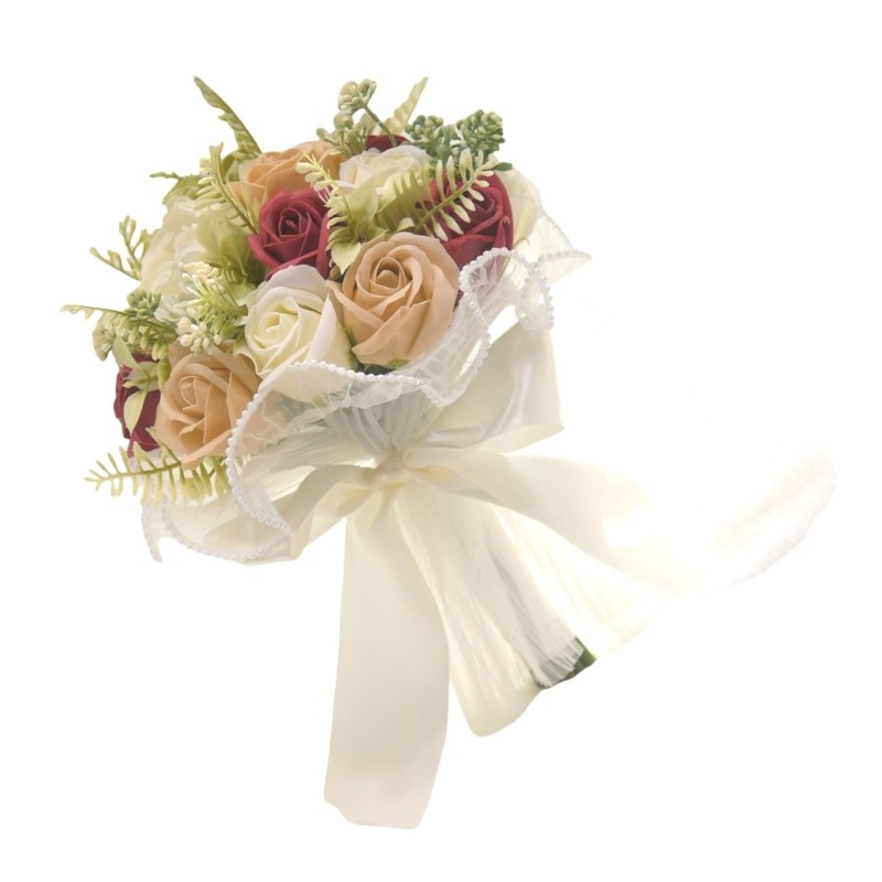 Elegant Wedding Bouquet for Bride and Bridesmaid Artificial White Orange Champag