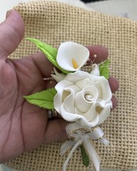 6 Vintage White Corsage Boutonniere Rose Lily Wedding Anniversary Quinceañera