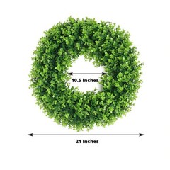 2 Green 21″ Wreaths Artificial Eucalyptus Leaves Candle Rings Party Decorations