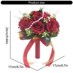 Delicate Handheld Silk Rose Bouquet Realistic Flower Wedding Photography Props