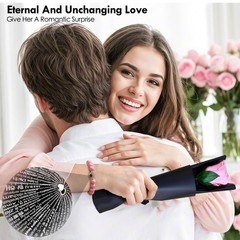 Valentine’s Day Eternal Rose with Stem Real Single Pink Preserved Flower New