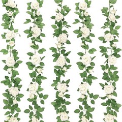 5Pcs 32.5FT Artificial Rose Vine Fake Flower Garland Fake Silk Floral White