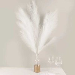 3 WHITE 44″ ARTIFICIAL Pampas Grass SPRAYS Faux Plant STEMS Party Decorations