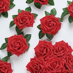 24 Red 5″ FOAM ROSE Flowers Stems Party Wedding Events Decorations Supplies