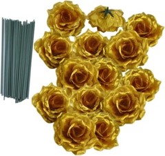 Large gold colored silk rose and real touch roses bridal bouquet…you pick colors