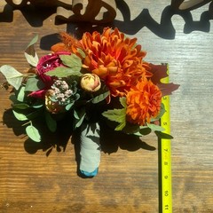 Beautiful Bridal Wedding Bouquet Budget Handmade Faux Flowers Orange Red Yellow