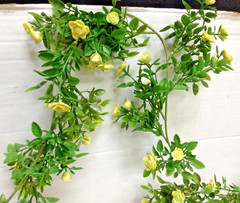 Mini Yellow Rose Floral plastic Garland Spring Summer Wedding Mantel Door 6 foot
